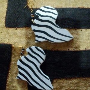 Zebra Africa Wooden Earrings